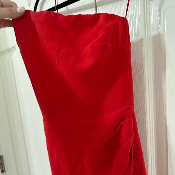 Red Vici strapless midi cocktail dress - Picture 4 of 6